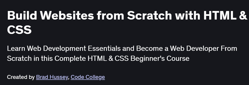 Build Websites from Scratch with HTML & CSS Course