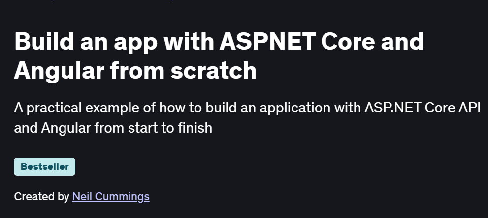 Build an app with ASPNET Core and Angular from scratch Course