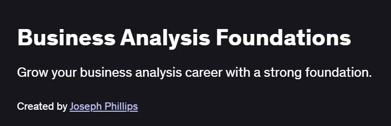 Business Analysis Foundations Course