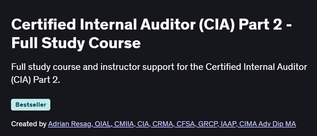 Certified Internal Auditor (CIA) Part 2 – Full Study Course