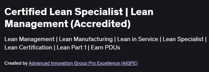 Certified Lean Specialist | Lean Management (Accredited) Course