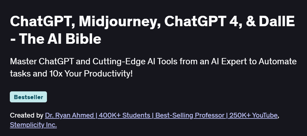 ChatGPT, Midjourney, ChatGPT 4, & DallE – The AI Bible Course