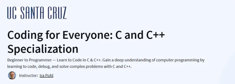 Coding for Everyone: C and C++ Specialization Course