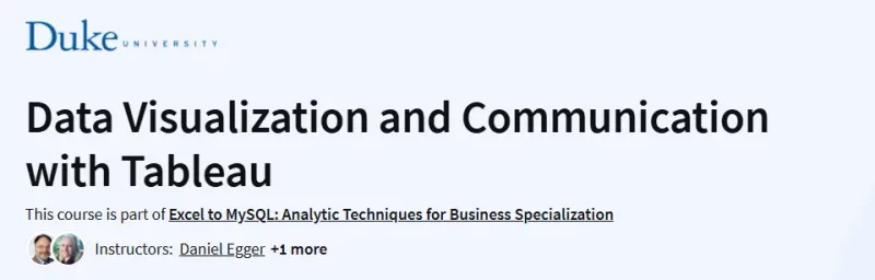 Data Visualization and Communication with Tableau Course