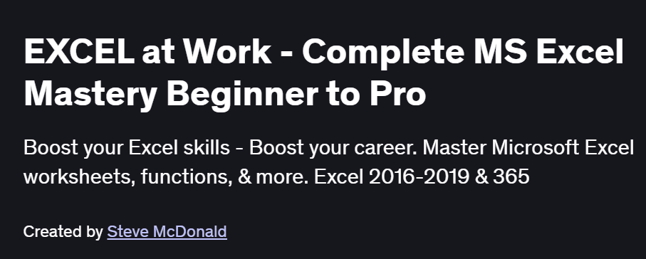 EXCEL at Work – Complete MS Excel Mastery Beginner to Pro Course