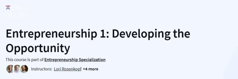 Entrepreneurship 1 Developing the Opportunity Course