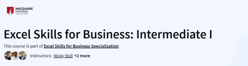 Excel Skills for Business: Intermediate I Course