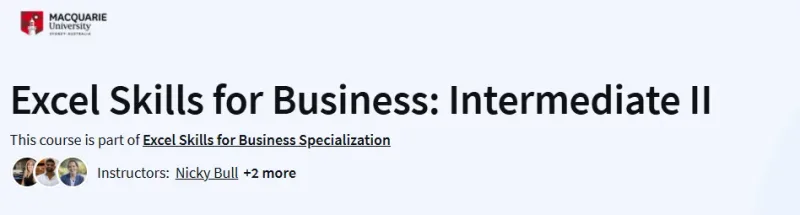 Excel Skills for Business: Intermediate II Course