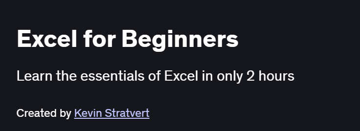 Excel for Beginners Course