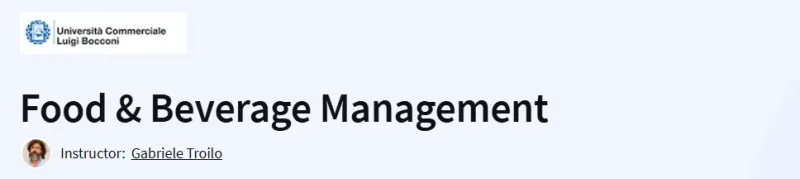 Food & Beverage Management Course