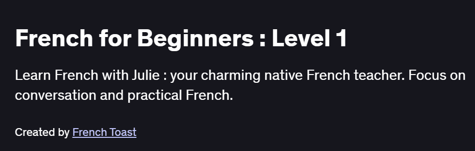 French for Beginners : Level 1 Course