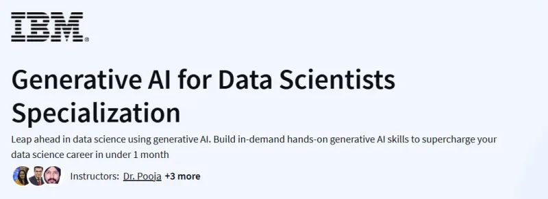 Generative AI for Data Scientists Specialization Course