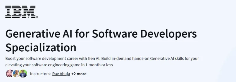 Generative AI for Software Developers Specialization Course