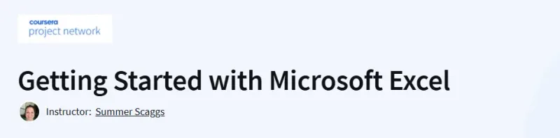 Getting Started with Microsoft Excel Course