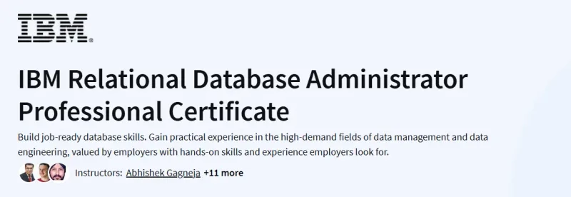 IBM Relational Database Administrator Professional Certificate Course