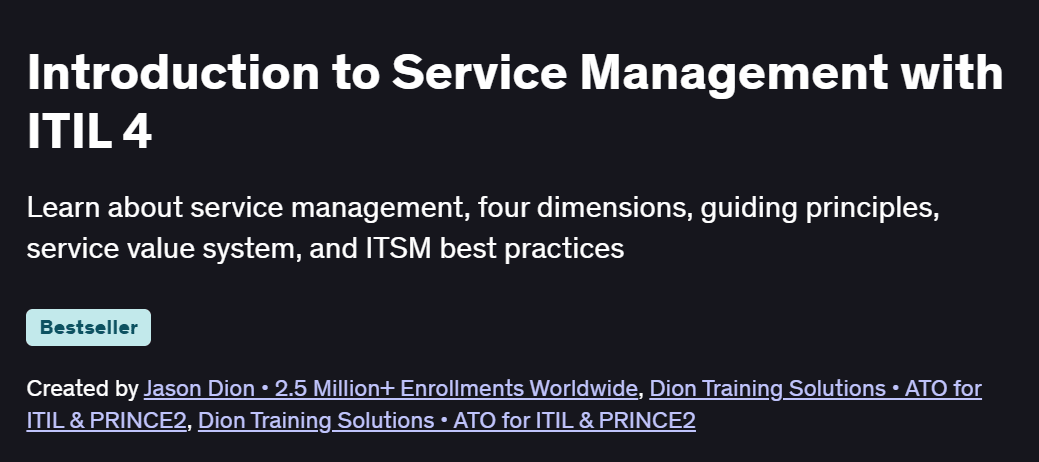 Introduction to Service Management with ITIL 4 Course