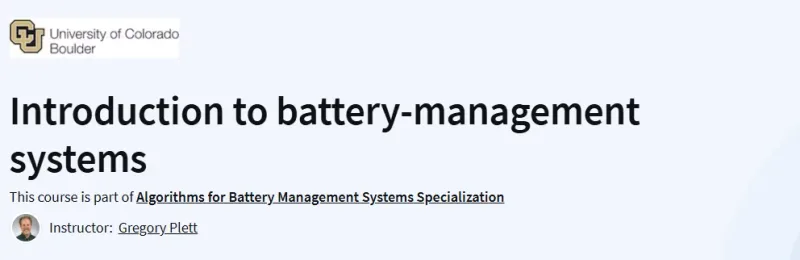 Introduction to battery-management systems Course