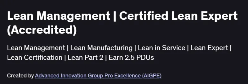 Lean Management | Certified Lean Expert (Accredited) Course