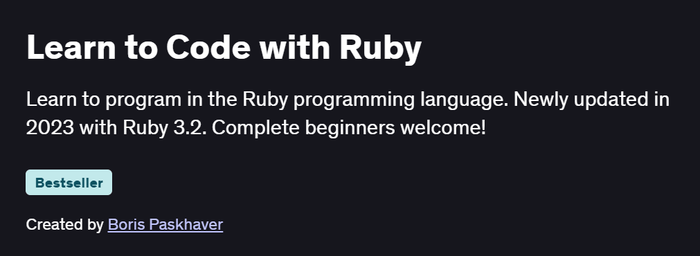 Learn to Code with Ruby Course