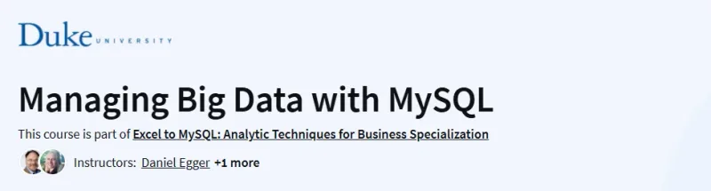 Managing Big Data with MySQL Course