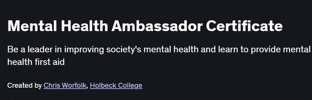 Mental Health Ambassador Certificate Course