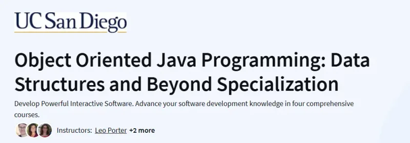Object Oriented Java Programming: Data Structures and Beyond Specialization Course