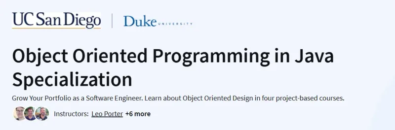 Object Oriented Programming in Java Specialization Course