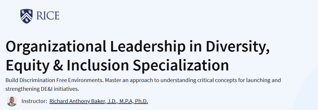 Organizational Leadership in Diversity Equity & Inclusion Specialization Course