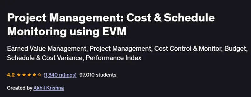 Project Management: Cost & Schedule Monitoring using EVM Course