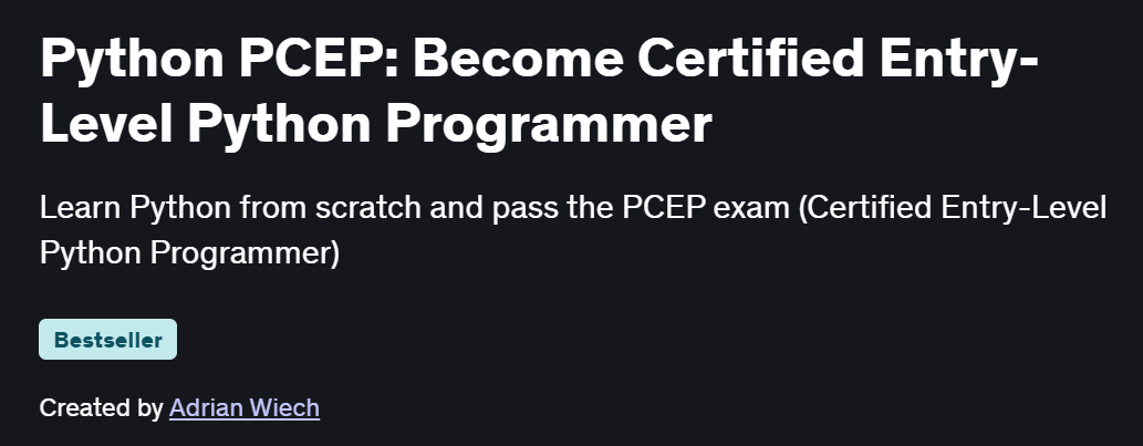 Python PCEP: Become Certified Entry-Level Python Programmer Course