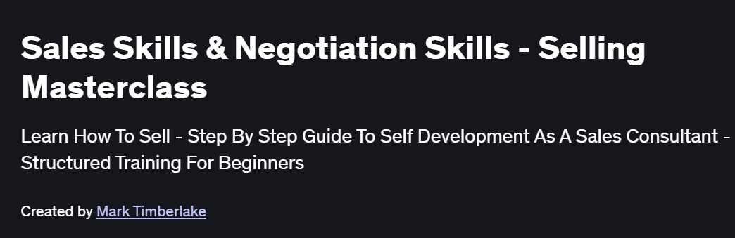 Sales Skills & Negotiation Skills – Selling Masterclass Course