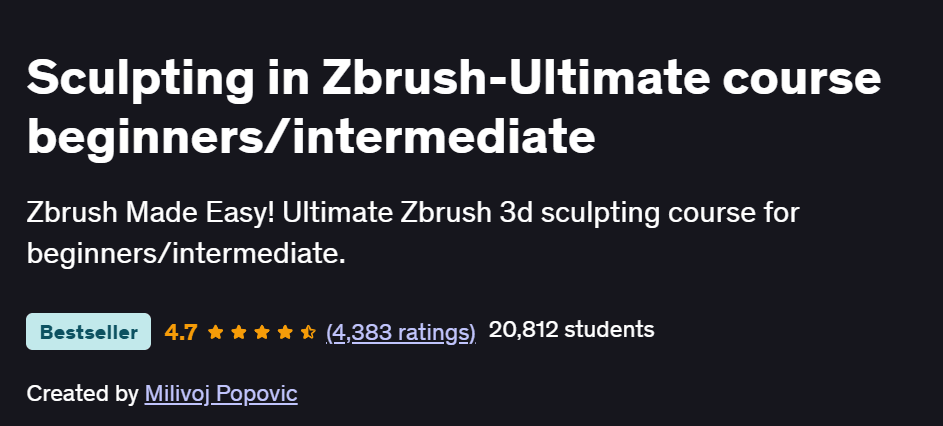Sculpting in Zbrush-Ultimate course beginners/intermediate Course
