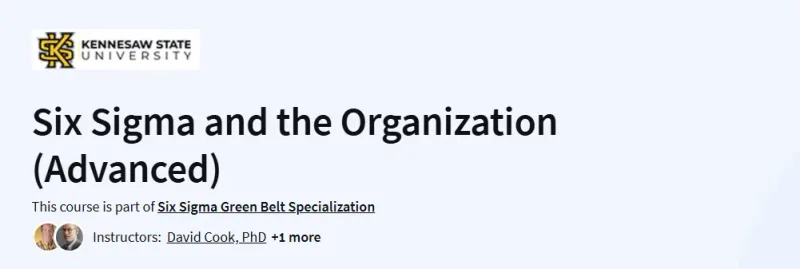 Six Sigma and the Organization (Advanced) Course
