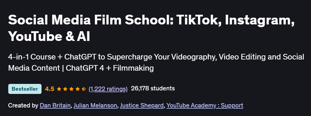 Social Media Film School: TikTok, Instagram, YouTube & AI Course