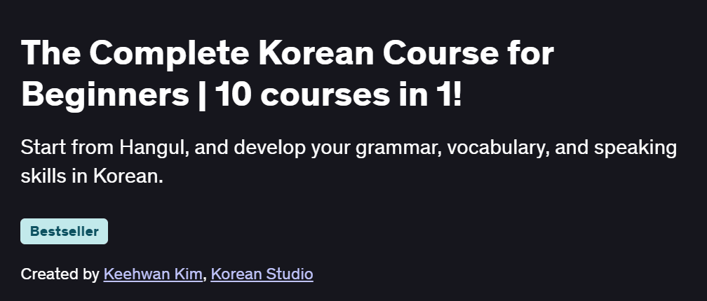 The Complete Korean Course for Beginners | 10 courses in 1! Course