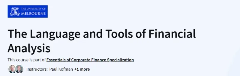 The Language and Tools of Financial Analysis Course
