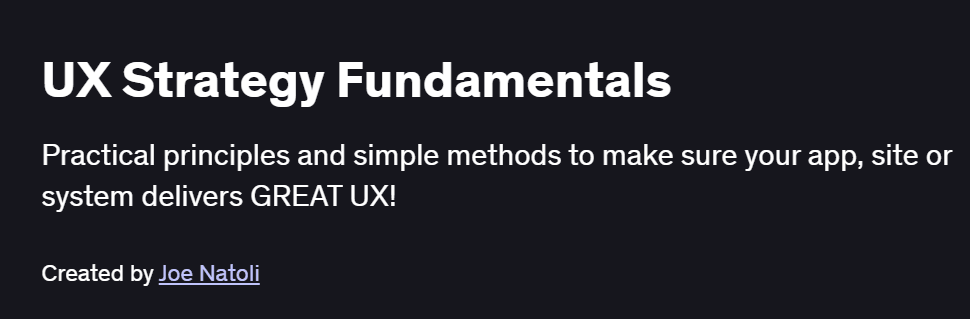 UX Strategy Fundamentals Course