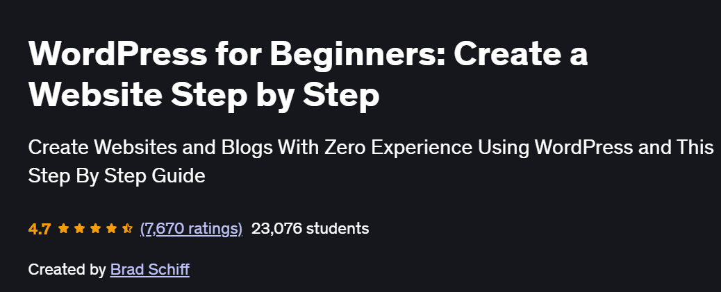 WordPress for Beginners: Create a Website Step by Step Course