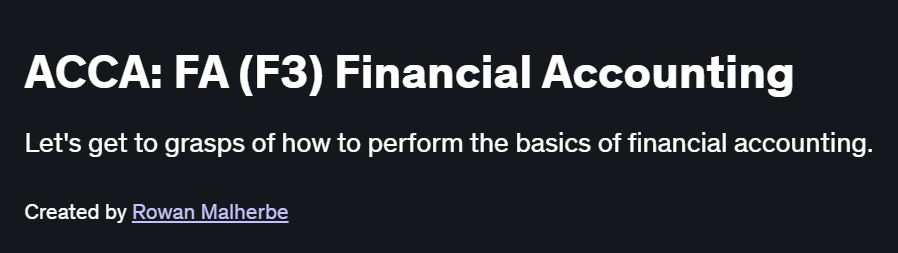ACCA: FA (F3) Financial Accounting Course