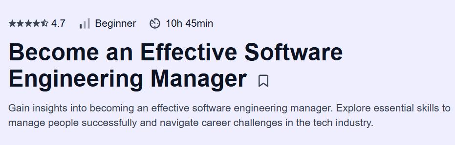 Become an Effective Software Engineering Manager Course