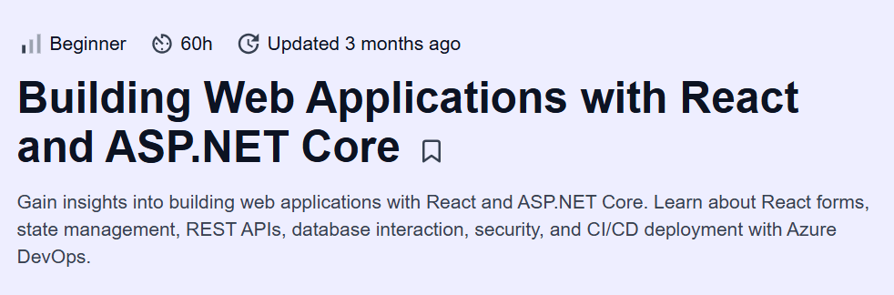Building Web Applications with React and ASP.NET Core Course