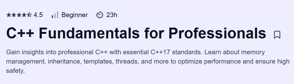 C++ Fundamentals for Professionals Course
