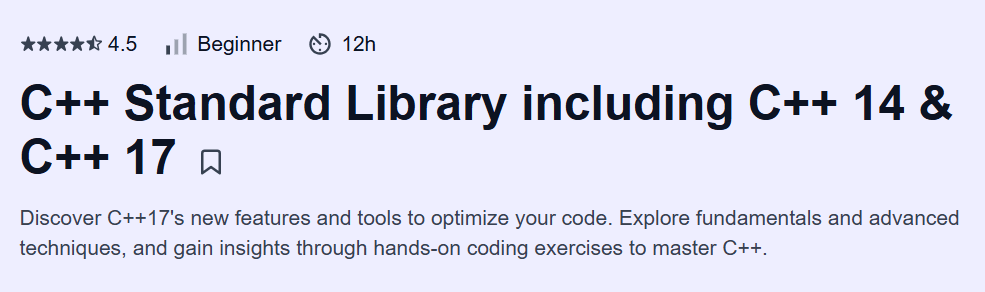 C++ Standard Library including C++ 14 & C++ 17 Course