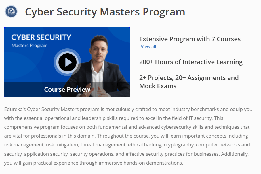 Cyber Security Masters Program Course