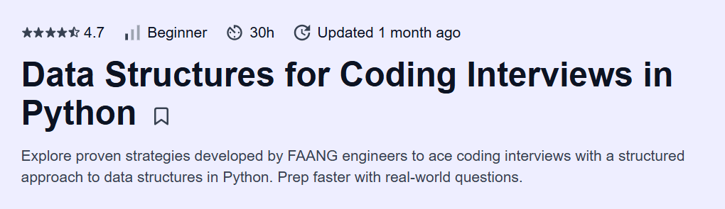Data Structures for Coding Interviews in Python Course