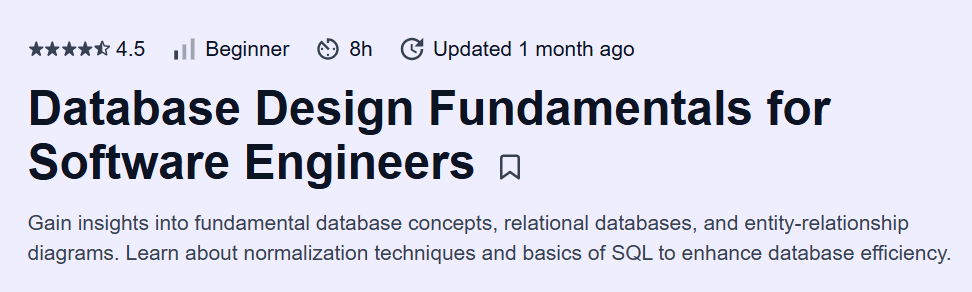 Database Design Fundamentals for Software Engineers Course