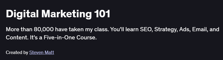 Digital Marketing 101 Course