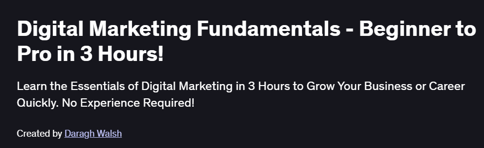 Digital Marketing Fundamentals – Beginner to Pro in 3 Hours! Course