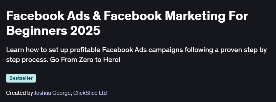 Facebook Ads & Facebook Marketing For Beginners 2025 Course