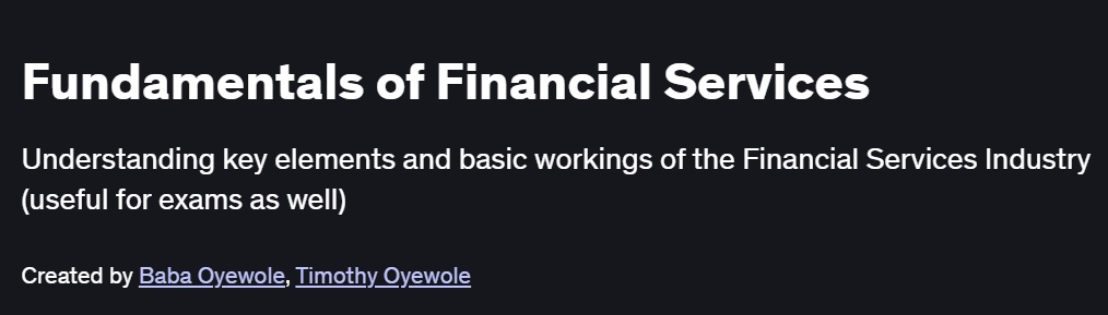 Fundamentals of Financial Services Course
